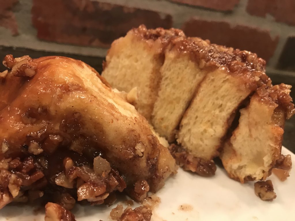 sticky buns, cinnamon rolls, pear, pecan